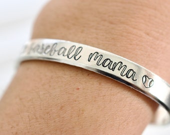 Baseball Mama Bracelet - Sports Jewelry - Bracelet for Women - Gift for Mom - 1/4 inch