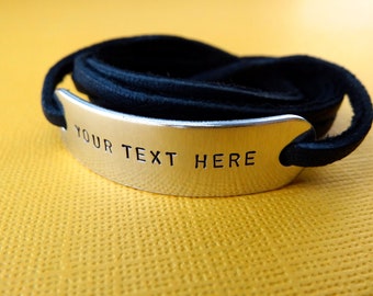 Custom Bracelet - Personalized Bracelet - Hand stamped Bracelet - Wrap Bracelet - Gifts for her