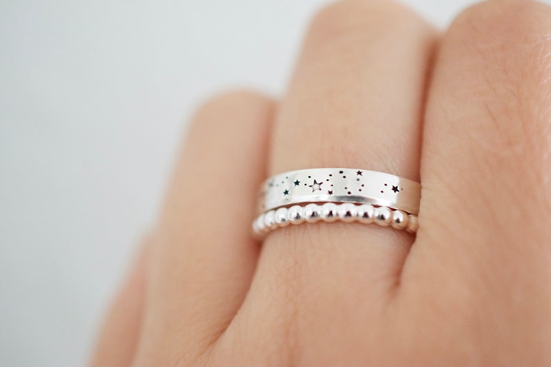 Stars Ring Sterling Silver Ring Stars and Moon Ring Gifts for Her image 1