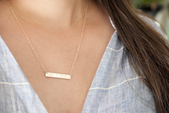 Fearless Bar Necklace Sterling 14kt Gold Fill Rose Gold Custom Stamped Bar Necklace Etsy France