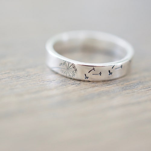 Bague pissenlit - bague en argent sterling - cadeaux pour elle
