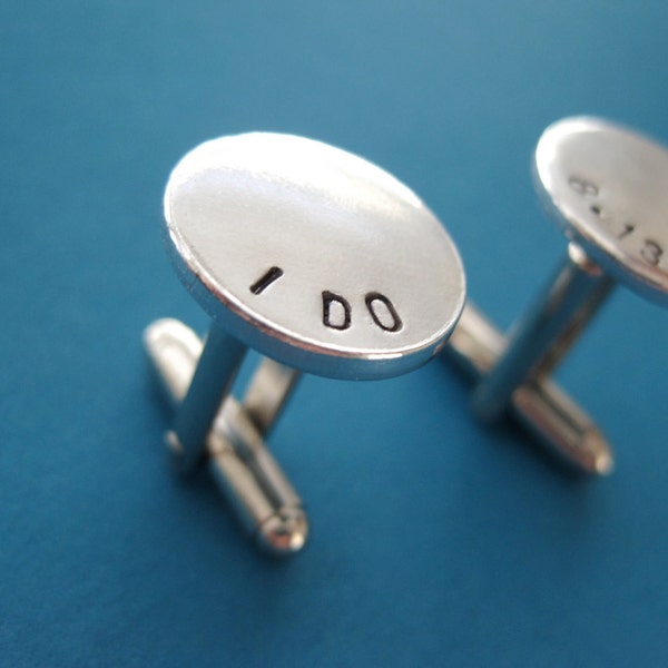 Personalized Cuff Links - Wedding Date - Hand stamped aluminum cuff links