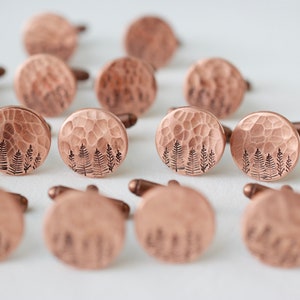 Copper Forest Cufflinks Tree Cuff links Evergreen Pine Cufflinks Gift for him, Wedding image 4