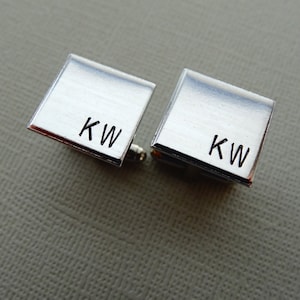 Personalized Cufflinks - Square Initial Cufflinks - Aluminum Custom Cuff links