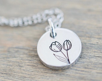 Tulip Necklace - Birthmonth Flower Jewelry - July Jewelry - Tulip Charm