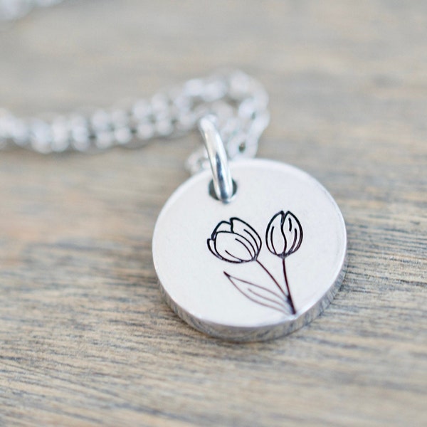 Tulip Necklace - Birthmonth Flower Jewelry - July Jewelry - Tulip Charm