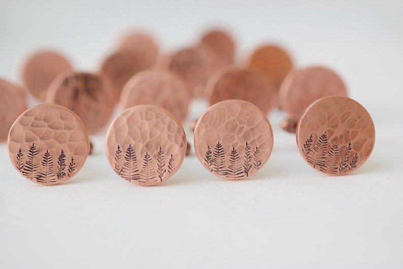 Copper Forest Cufflinks Tree Cuff links Evergreen Pine Cufflinks Gift for him, Wedding image 1