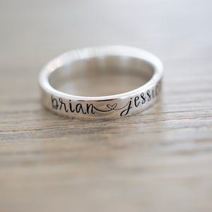 Custom Name Ring Sterling Silver Ring Couples Ring image 3