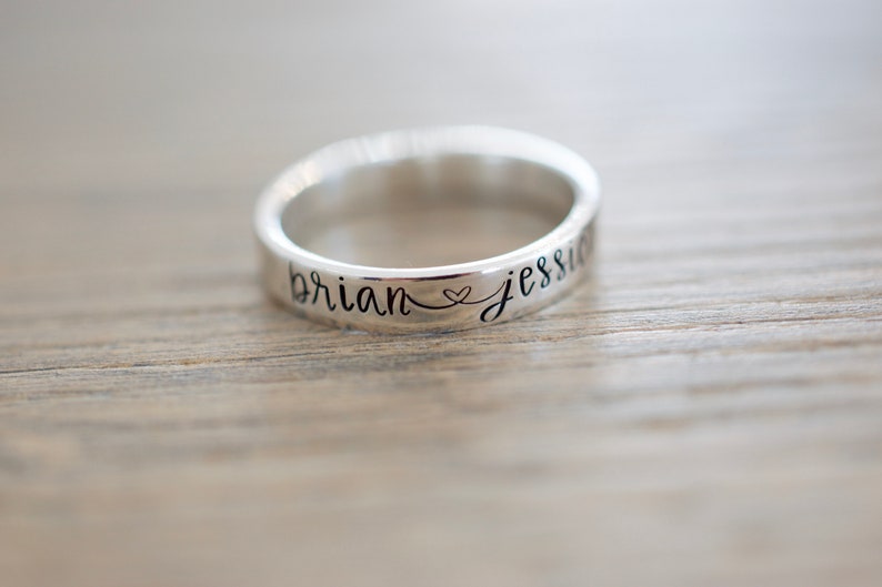 Custom Name Ring Sterling Silver Ring Couples Ring image 3