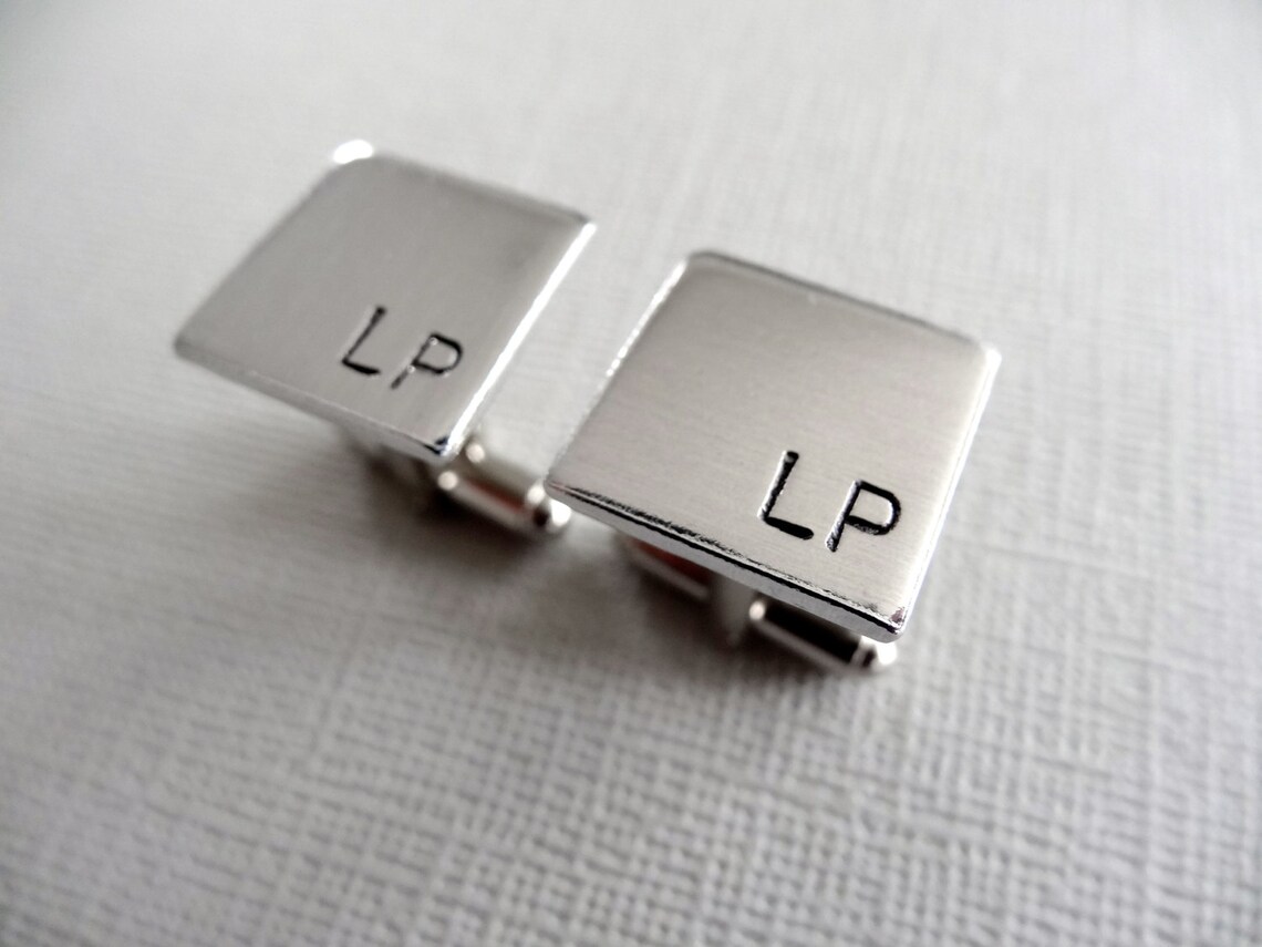 Personalized Cufflinks Square Initial Cufflinks Aluminum Etsy