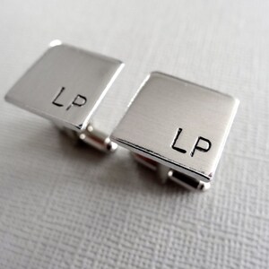 Personalized Cufflinks Square Initial Cufflinks Aluminum Custom Cuff links image 2