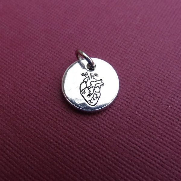 Heart Charm - Anatomical Heart Charm - Small Heart Pendant - Charm Only
