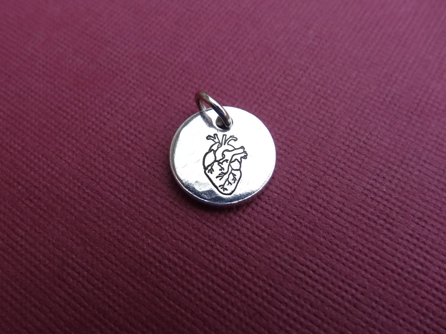 Heart Charm - Anatomical Heart Charm - Small Heart Pendant - Charm Only