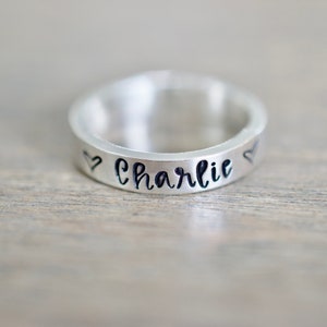 Name and Hearts Ring Sterling Silver Ring Gifts for Her image 3