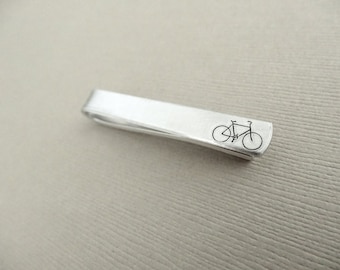 Bicycle Tie Clip - Personalized Tie Clip - Engraved Tie Clip - Gifts for Cyclist - Marathon, Exercise, Biker Jewelry