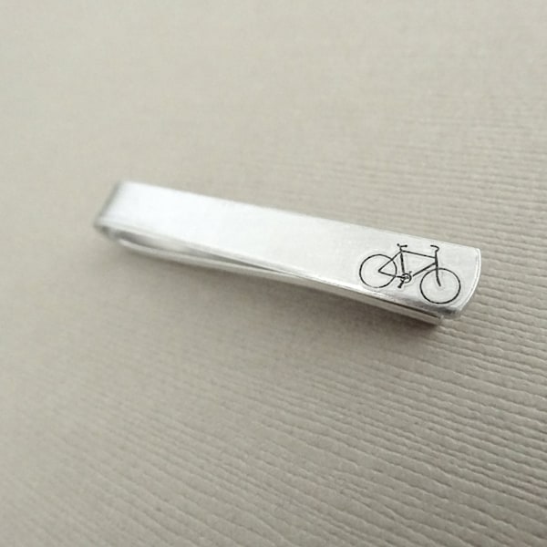 Bicycle Tie Clip - Personalized Tie Clip - Engraved Tie Clip - Gifts for Cyclist - Marathon, Exercise, Biker Jewelry