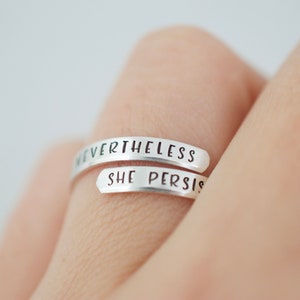 Nevertheless she persisted Wrap Ring Sterling Silver Ring image 2