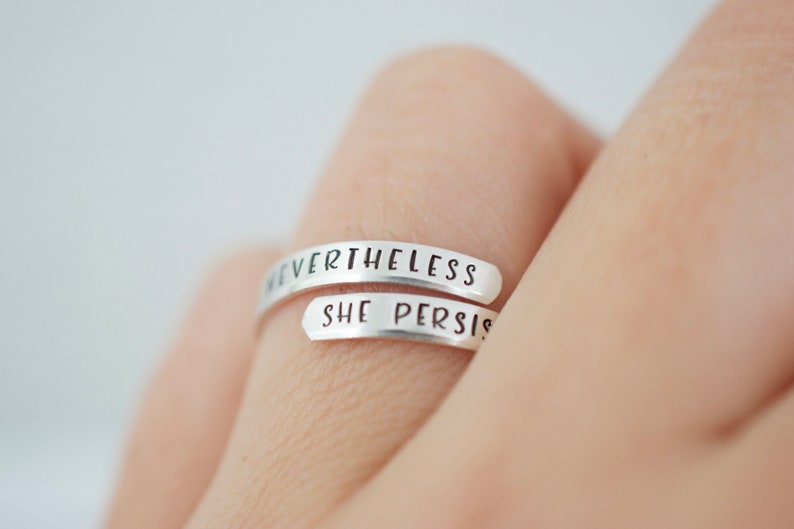 Nevertheless she persisted Wrap Ring Sterling Silver Ring image 2