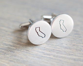 California Cufflinks - State Cufflinks - Personalized Hand stamped aluminum cuff links