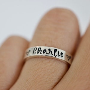 Name and Hearts Ring Sterling Silver Ring Gifts for Her image 2