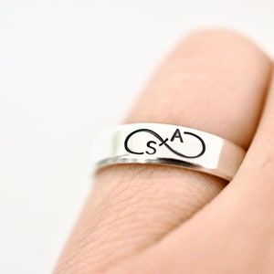 Infinity Initial Ring - Sterling Silver Ring - Gifts for Her