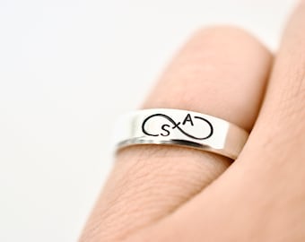 Infinity Initial Ring - Sterling Silver Ring - Gifts for Her