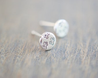 Cactus Earrings - Sterling Stud Earrings - Gift for Her