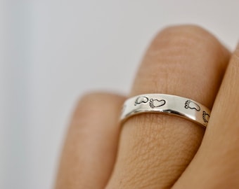 Footprint Ring - Sterling Silver Ring - Gifts for Her