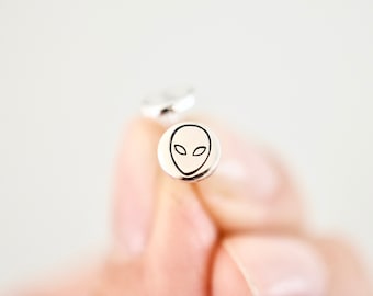 Alien Earrings - Sterling Stud Earrings - Extraterrestrial Jewelry