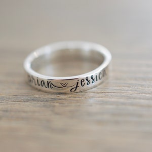 Custom Name Ring Sterling Silver Ring Couples Ring image 2