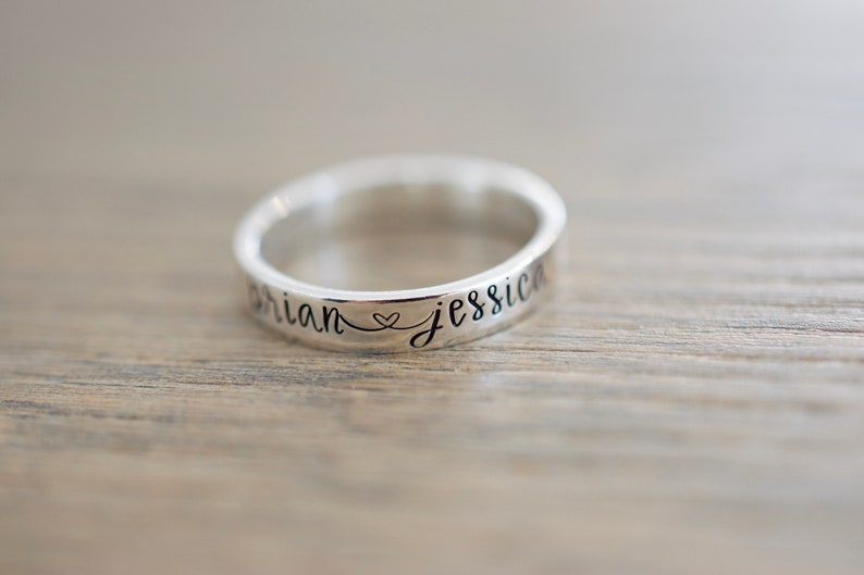 Custom Name Ring Sterling Silver Ring Couples Ring image 2