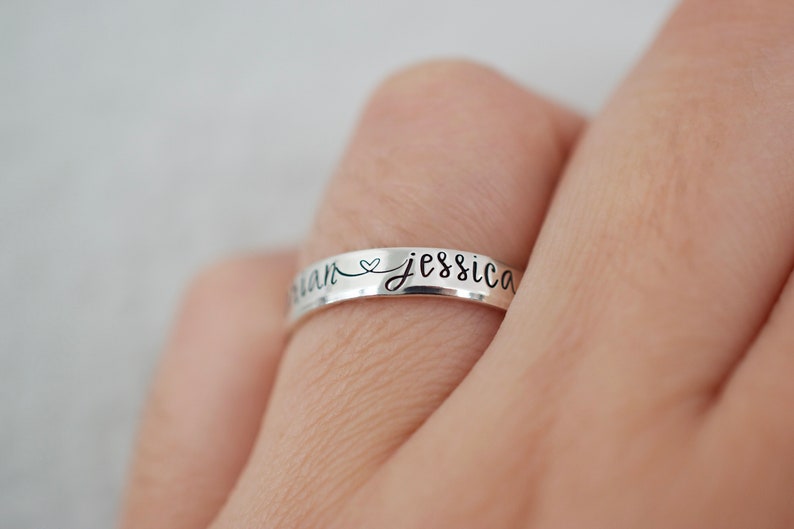 Custom Name Ring Sterling Silver Ring Couples Ring image 4