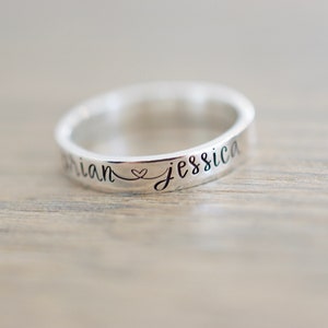 Custom Name Ring Sterling Silver Ring Couples Ring image 5