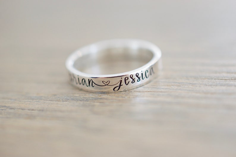 Custom Name Ring Sterling Silver Ring Couples Ring image 5