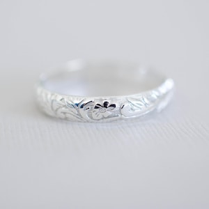 Floral Sterling Band Ring - Sterling Silver Ring