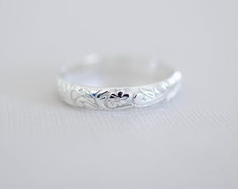 Floral Sterling Band Ring - Sterling Silver Ring