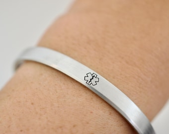 Medical Alert Bracelet - Bracelet for Women, Men - 1/4 inch