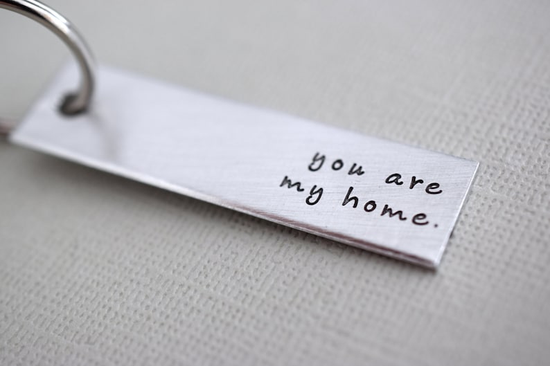 You are my home Keychain Handstamped Key Chain Accessory image 1