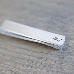 Airplane Tie Clip - Hand stamped Plane Tie Clip