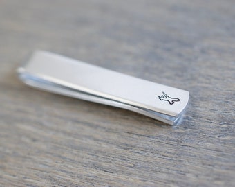 Airplane Tie Clip - Hand stamped Plane Tie Clip