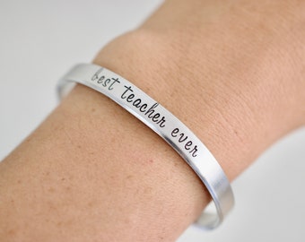 Best Teacher Ever Bracelet - Bracelet for Women - Gift for Mom - 1/4 inch