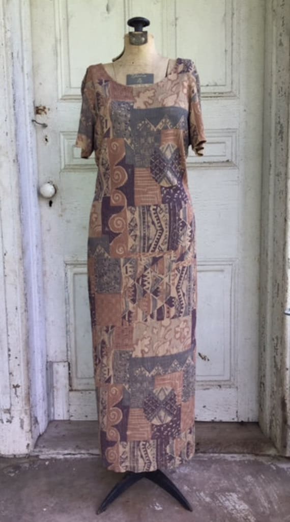 abstract neutral print dress