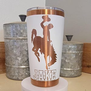University of Wyoming Officially Licensed Steamboat 20oz. Personalized Coffee Tumbler.