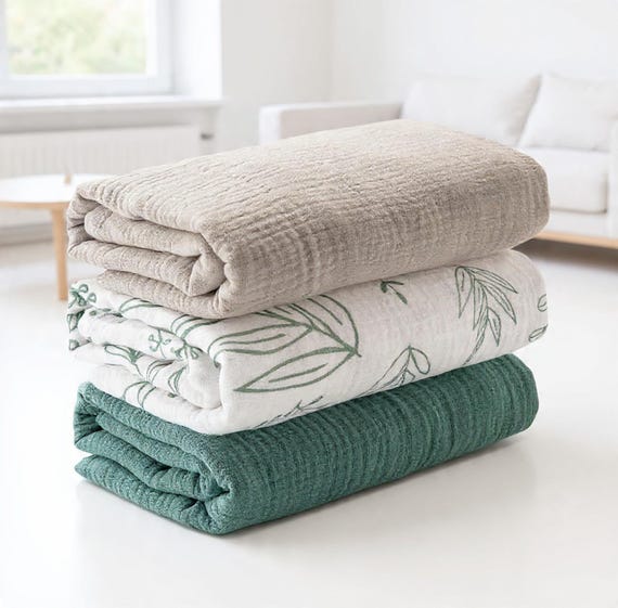 Organic Cotton Muslin Swaddle Blanket Set, Soft Breathable Newborn Wrap, 38" x 40"