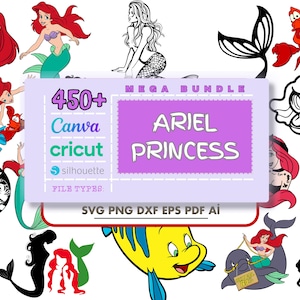 MEGA BUNDLE Ariel Princess Little Mermaid Svg, Instant Download, Bundle For Cricut, Silhouette Vector SVG Png Cut File, Layered