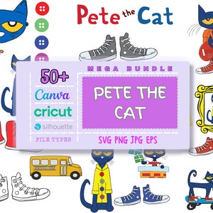 50+ Pete the cat svg Bundle, Pete the cat Cricut Vector, pete the cat Characters DIY , Cut File For Cricut Silhouette, Dxf - Eps - Png - Svg