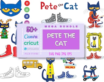 50+ Pete the cat svg Bundle, Pete the cat Cricut Vector, pete the cat Characters DIY , Cut File For Cricut Silhouette, Dxf - Eps - Png - Svg