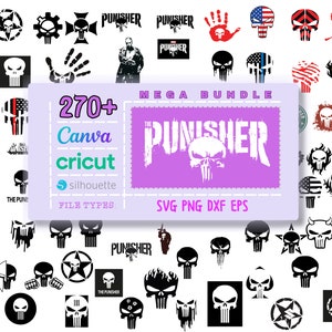 Punisher Svg Bundle, Svg - Png - Dxf - Eps, Avengers, Spiderman, Hulk, iron man, Silhouette, skull