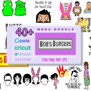Bob&#39;s Burgers - Pakiet Bob&#39;s Burgers Svg - Bob&#39;s Burgers Png - 16 projektów - Cutfiles - Clipart - Cricut - Nadruk na koszulce - Png, Pdf, Svg, Eps
