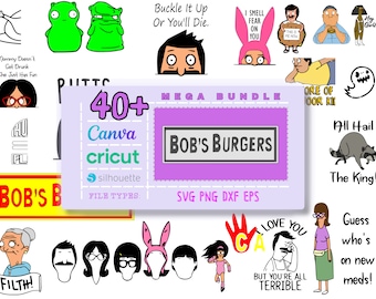 Bob&#39;s Burgers - The Bob&#39;s Burgers Svg Bundle- Bob&#39;s Burgers Png- 16 Designs- Cutfiles- Clipart- Cricut- T-shirt Print- Png, Pdf, Svg, Eps
